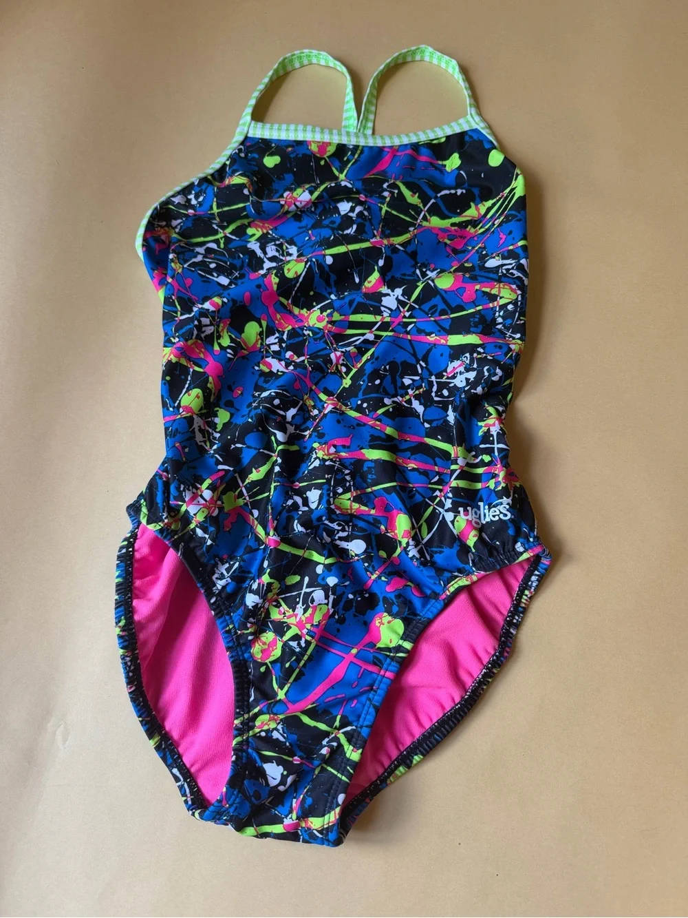 Dolfin Uglies Competitive Girls Swimsuit Splatter Print Racerback Size 34